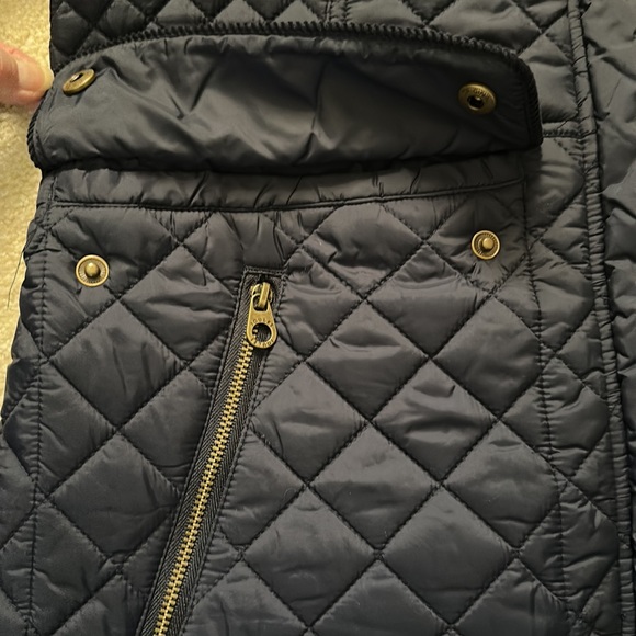Joules navy blue quilted zip/snap jacket Sz 12 - Picture 8 of 13